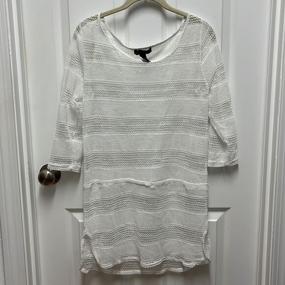 White Crochet Sequin Beach Cover-Up Medium‎ - Picture 1 of 4
